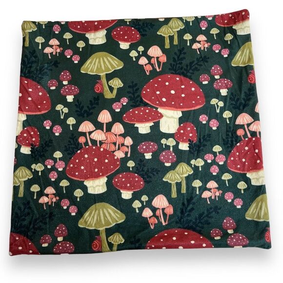 Mushroom Pillow Cover Velvety Green Red Cream Pink 18 Inch Kitschy READ DESCR - Picture 1 of 7